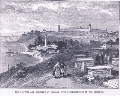 The hospital and cemetery at Soutari, with Constantinople in the distance by William Crimea Simpson